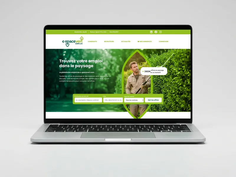 Page d'accueil d'e-spacevert EMPLOI sur ordinateur portable