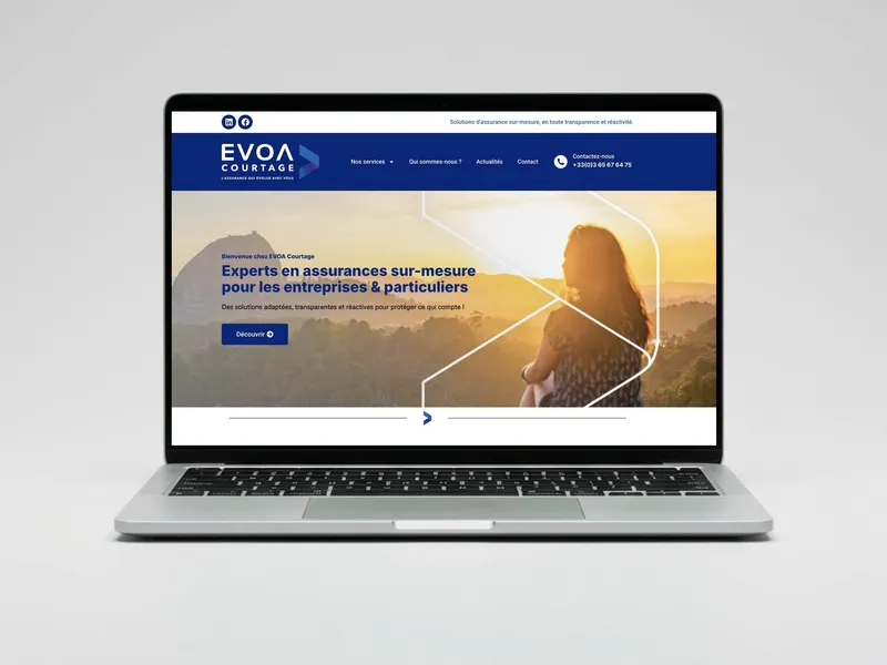 Site evoa-courtage.fr sur ordinateur portable
