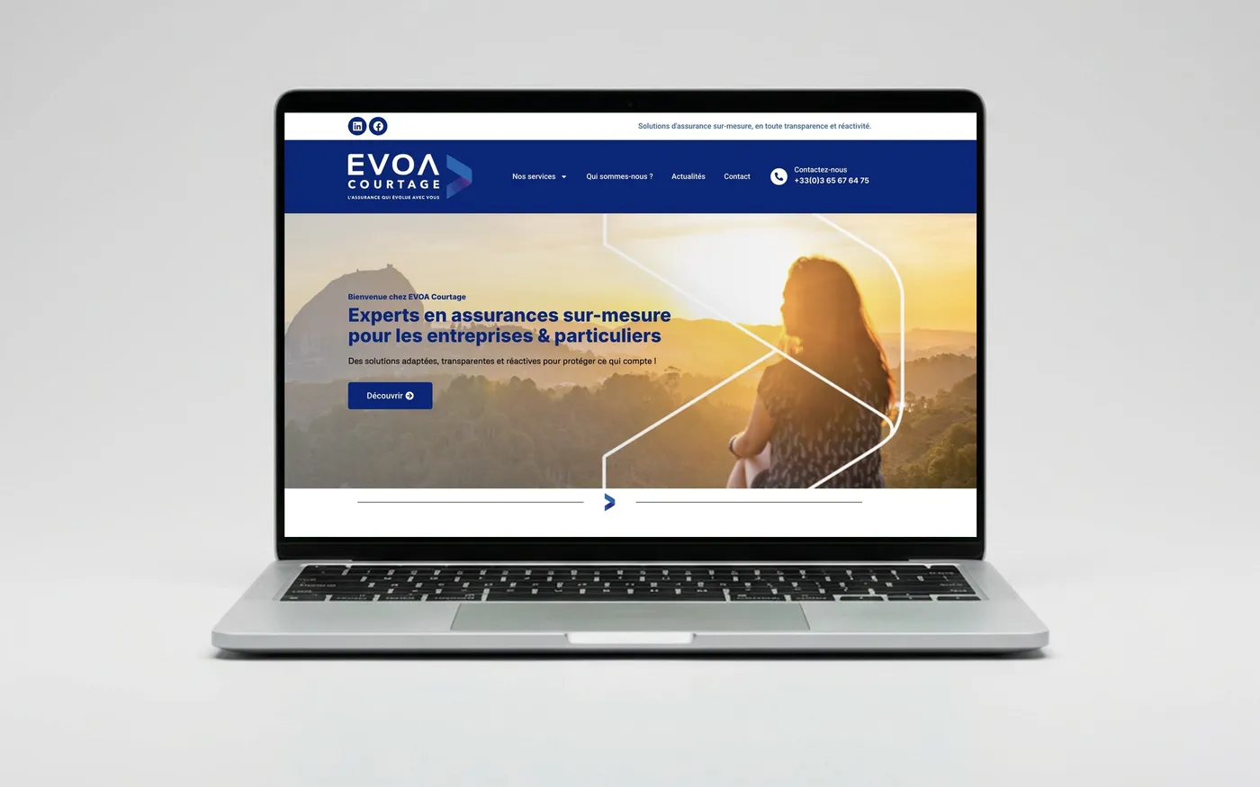 Site evoa-courtage.fr sur ordinateur portable