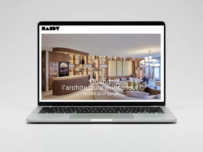 Site de HAERT, architecture et intérieur, sur ordinateur portable