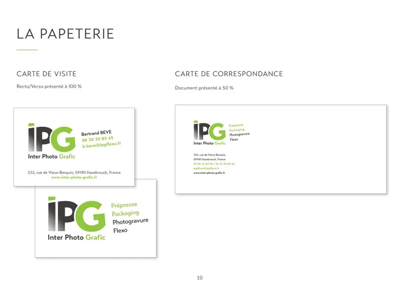 Papeterie IPG Inter Photo Grafic : carte de visite et carte de correspondance