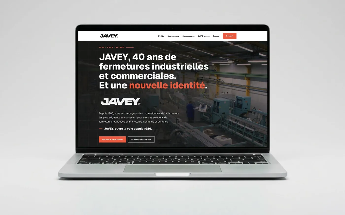Landing page des 40 ans de JAVEY sur ordinateur portable