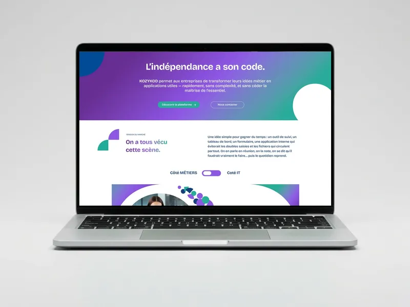 Page d'accueil du site KOZYKOD sur ordinateur portable