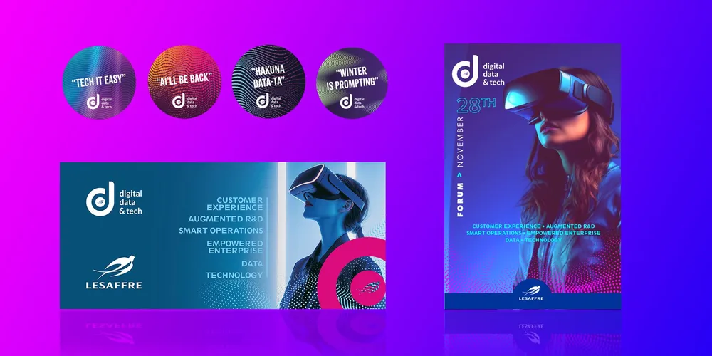 Supports du forum Digital Data & Tech de Lesaffre : stickers, bannière et affiche