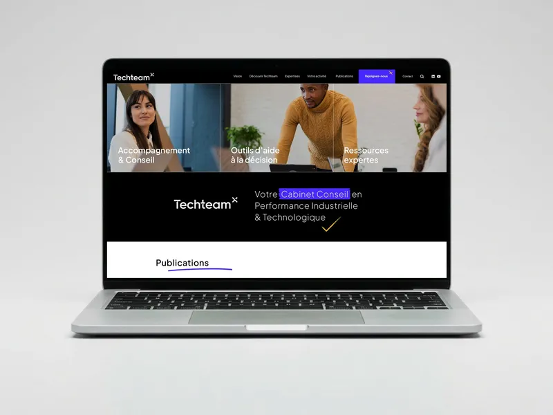 Nouveau site de TECHTEAM sur ordinateur portable